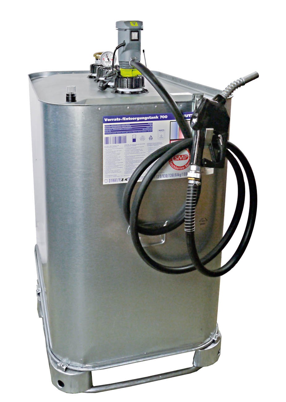 Doppelwandiger Dieseltank VET1000, mit Dieselpumpe W40 mit 4m Betankungsschlauch und